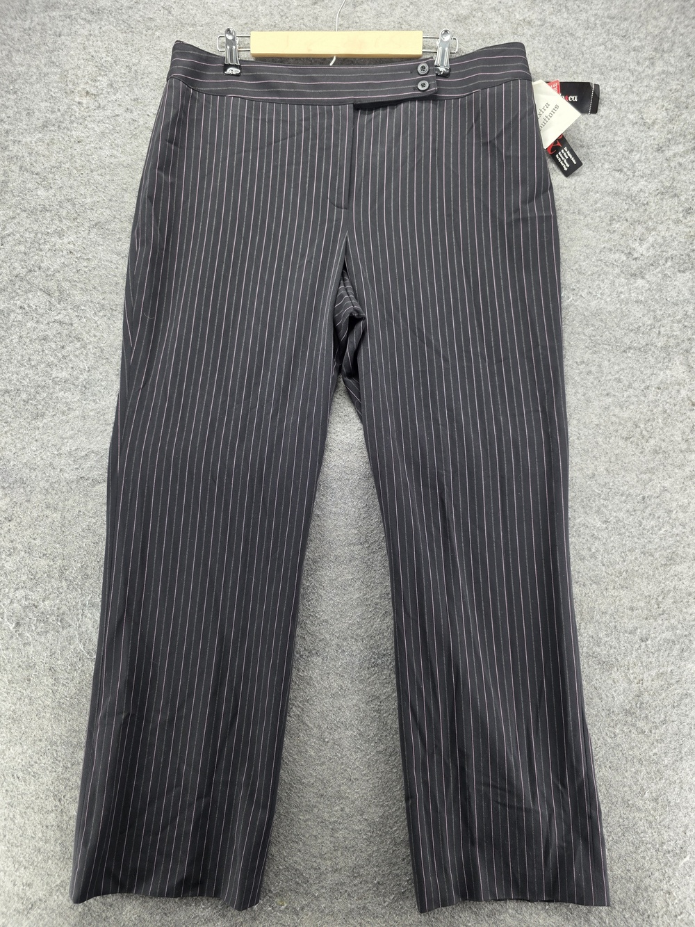 Style&co. Pants Womens 16 Black Dress Pants Pinstripe Straight Stretch 32 In